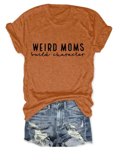 T-shirt femme orange à manches courtes décontracté avec impression de lettres tendance.