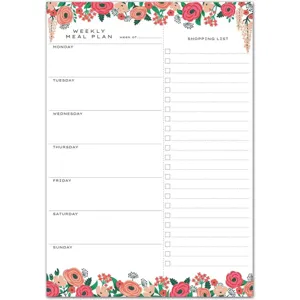 Bloc-Notes Magnétique de Menu Hebdomadaire Planificateur Floral Liste de Courses Mémo Pour Réfrigérateur Bureau Maison