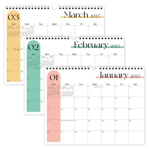 Calendrier Mural Minimaliste Couleur Macaron Reliure Spirale Calendrier Mensuel Suspendu Pour Bureau Décoration Maison