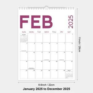 2025 English wall calendar minimalist monthly planner office stationery gift 11x8.6in