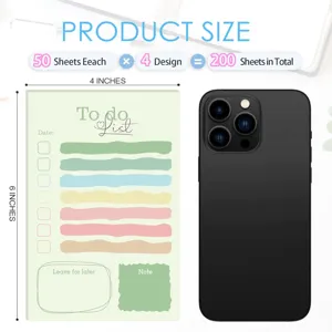 Colorful to do list sticky notes 4x6 inches 200 sheets cute memo pad for daily planning office.