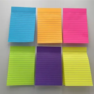Notes Adhésives Lignées Fluorescentes Blocs-Notes Autocollants Papier Coloré Pour Fournitures de Bureau et d'École
