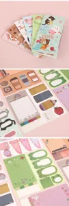 Cute cartoon animal PET sticky notes set, high aesthetic memo pads for student journaling.