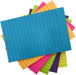 Ensemble de notes adhésives lignées colorées, blocs-notes fluo pour planification.