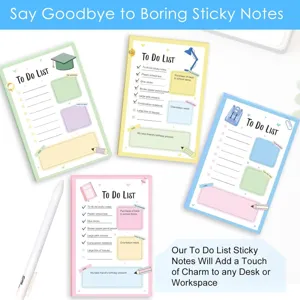Colorful To Do List sticky notes pad memo pad cute creative stationery for school office desk.