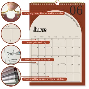 Calendrier mural anglais 2025 avec grande grille et planificateur de papier de qualite