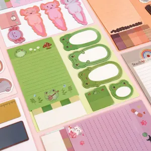 Cute Cartoon Animal PET Sticky Notes Set Transparent Memo Pads Aesthetic School Student Stationery Supplies