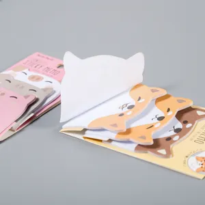 Blocco notes adesivo a forma di animale carino con supporto in cartone per note quotidiane