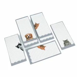 Cute magnetic memo pad sticky notes with adorable cat and dog illustrations for fridge and plans.