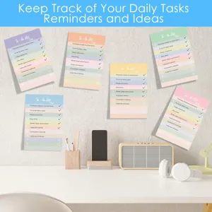 Colorful sticky memo pad detail view showcasing daily task checklist design and pastel shades.