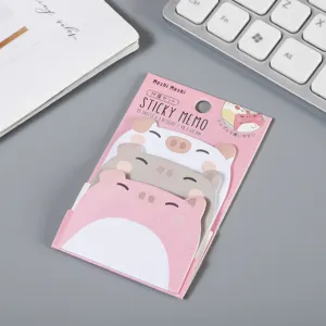 Set di foglietti adesivi a forma di maialino cartone animato, perfetti per studio e ufficio.
