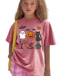 T-shirt manches courtes Halloween pour enfants haut graphique fantôme citrouille mignon