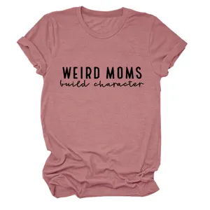 T-shirt femme casual à manches courtes et col rond avec imprimé lettre amusant et mode.
