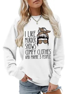 Women funny graphic sweatshirt casual long sleeve crewneck top with letter print winter warm