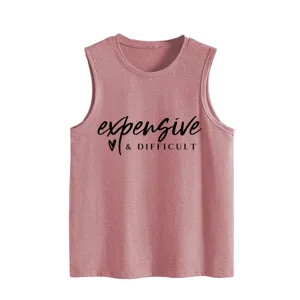 Dames casual los mouwloos tanktop met trendy briefprint voor comfortabel dagelijks.