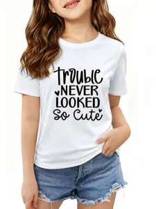 T-shirt manica corta bianca per bambini maglietta grafica simpatica abbigliamento quotidiano