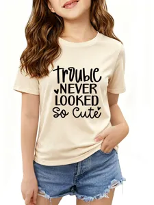 Maglietta casual per bambini con maniche corte e girocollo top basic comodo