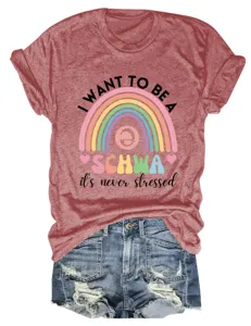 Maglietta casual da donna a maniche corte e girocollo con stampa grafica divertente e pantaloncini.
