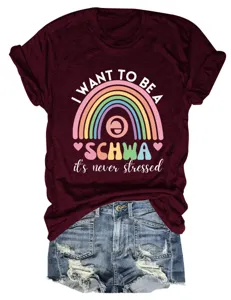 Maglietta donna casual girocollo a maniche corte con simpatica stampa schwa.