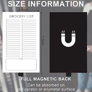 Bloc de notas de lista de compras magnético con dorso magnético 4.5x7.5 pulgadas para nevera