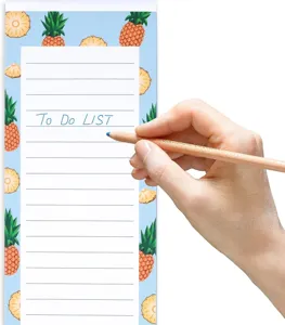 Bloc de notas magnético de piña lista de compras memo con bonito patrón de frutas para planificación.