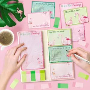 Joli ensemble de notes adhésives Flamingo Bloc-notes Kawaii Papeterie Bloc-memo