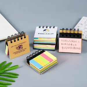 Mini bloc de notas adhesivas en espiral portátil bonitos adhesivos fluorescentes útiles