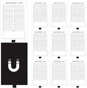 Bloc de notas lista de compras magnetico negro blanco diseno minimalista planificador diario