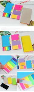 Ensemble de notes adhésives multifonctionnel avec blocs-notes colorés et onglets pour bureau.