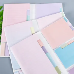 Colorful sticky notes set with index tabs, cute pastel memo pads for office and school.