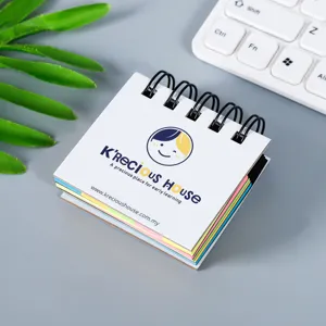 Mini bloc de notas en espiral con notas adhesivas coloridas, cuaderno de bolsillo portátil.