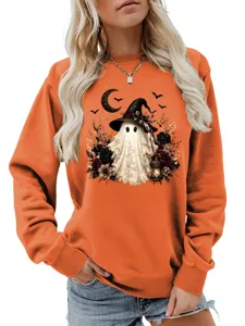 Γυναικείο Halloween Φάντασμα Μάγισσα Φούτερ Μακρυμάνικο Γραφικό Casual Πορτοκαλί Top