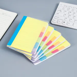 Conjunto de notas adhesivas portátiles con pestañas de colores, bloc fluorescente.