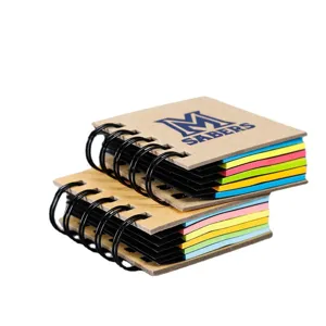 Conjunto de mini notas adhesivas en espiral portátil con páginas de notas fluorescentes.