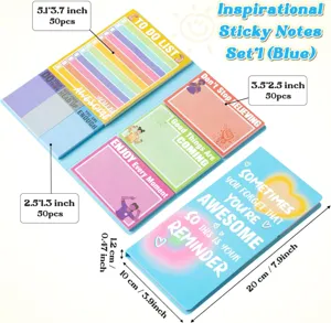 Ensemble de notes autocollantes inspirantes avec tailles variees et citations pour ecole.