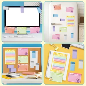 Set de notes autocollantes colorées avec des imprimés mignons et des citations inspirantes.