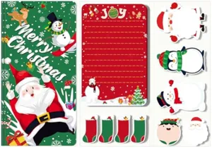 Set de notes adhésives de Noël avec design mignon de père Noël et bonhomme de neige pour agendas.