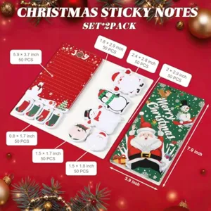Ensemble de notes adhésives de Noël 2 paquets mignons blocs-notes de fête papeterie école