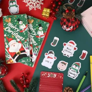 Ensemble de notes de Noël carnet autocollants décoratifs vue détaillée design festif.