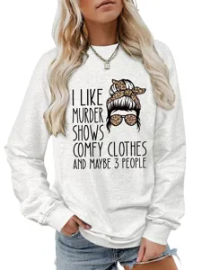 Women casual funny graphic long sleeve crewneck pullover sweatshirt for autumn winter.