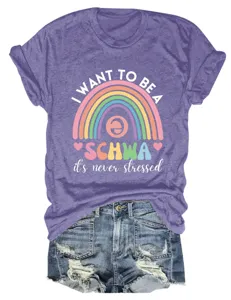 Donna Divertente Schwa Grafica T-Shirt Casual Manica Corta Collo Rotondo Viola Top.