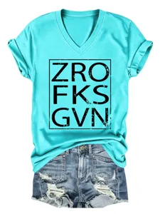 Women's V-neck short sleeve casual T-shirt with graphic print and denim shorts outfit.