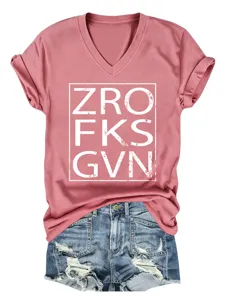 Close-up detail of women V-neck short sleeve graphic print T-shirt and denim shorts.