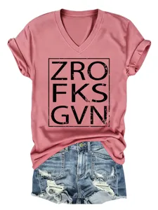 Women's pink v-neck short sleeve t-shirt paired with distressed denim shorts casual top.