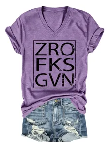 Women purple v neck short sleeve t shirt with graphic print and distressed denim shorts.