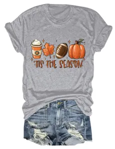 Donna autunno t shirt grafica manica corta con stampa zucca top casual girocollo comodo