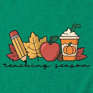 Women casual round neck short sleeve t shirt with cute teaching season autumn graphic detail.