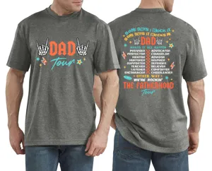 Herren lässiges lockeres Kurzarm-T-Shirt mit coolem Rock-Dad-Grafikdruck vorne und hinten.