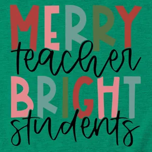 Maglietta verde a maniche corte con stampa merry teacher bright students per donna casual