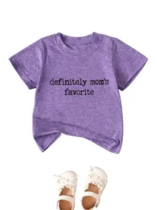 Cute toddler short sleeve t-shirt detail, purple heather tee with lovely quote print.